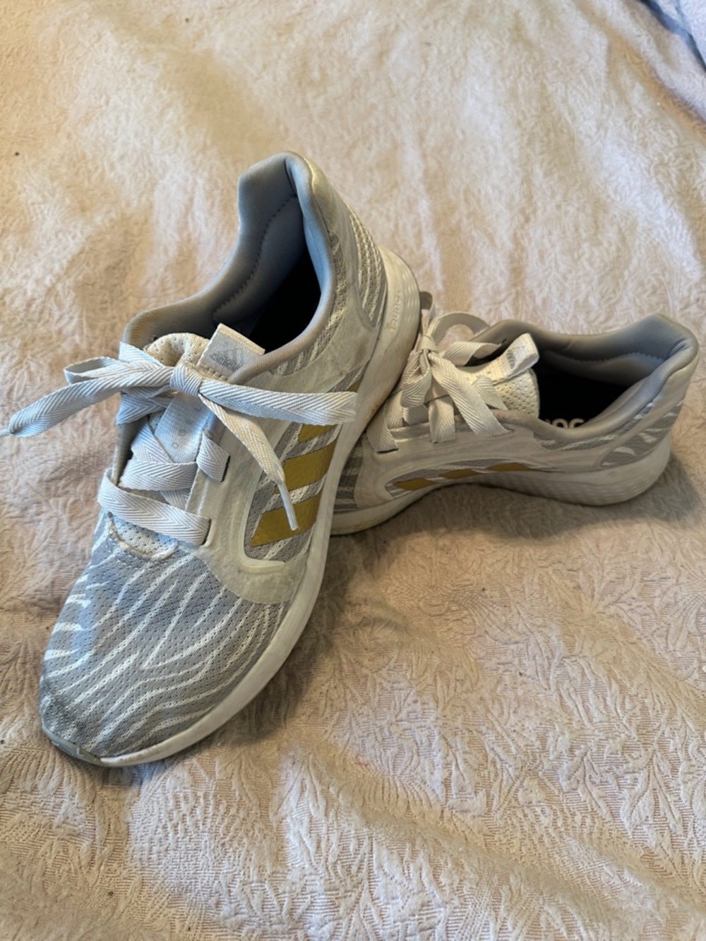 adidas White and Gold Women's Athletic Sneakers